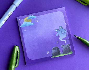 Graveyard Ghost Frog memopad | aprox. 4 x 4 inch halloween froggoween ghost gravestone