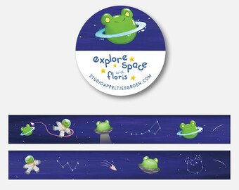 Explore Space frog washi tape | cute stationery froggy tape