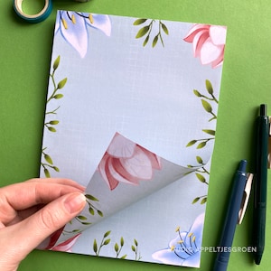 Flowers notepad - letter writing pad - double sided - (A5) 5 x 7 inch