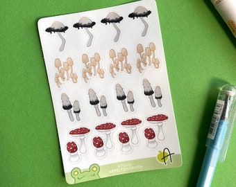 Mushrooms sticker sheet for journaling and decorating