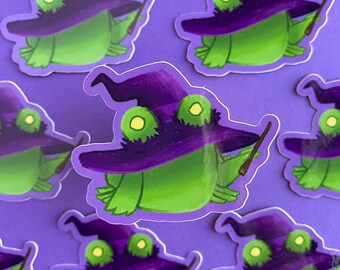 Witch Frog Vinyl sticker | aprox. 1.5 x 1 inch waterproof sticker halloween