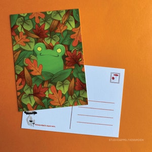 fall leaves frog postcard 4 x 6 inch autumn print image 2