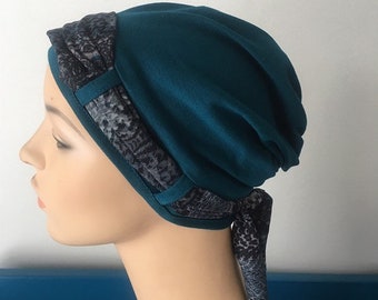 Biscuit Turban Head Covering with Rust and olive paisley Scarf Chemo Cap Chemo Headwear Hair Accessory for Women/'s Hair Loss Cancer Hat