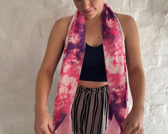 Mascetomy drain support scarf, Hair Loss Cancer Head Scarf, Chemo Hat, Cotton Lycra Hat Mastectomy drain support scarf – Lilac Tie-dye print