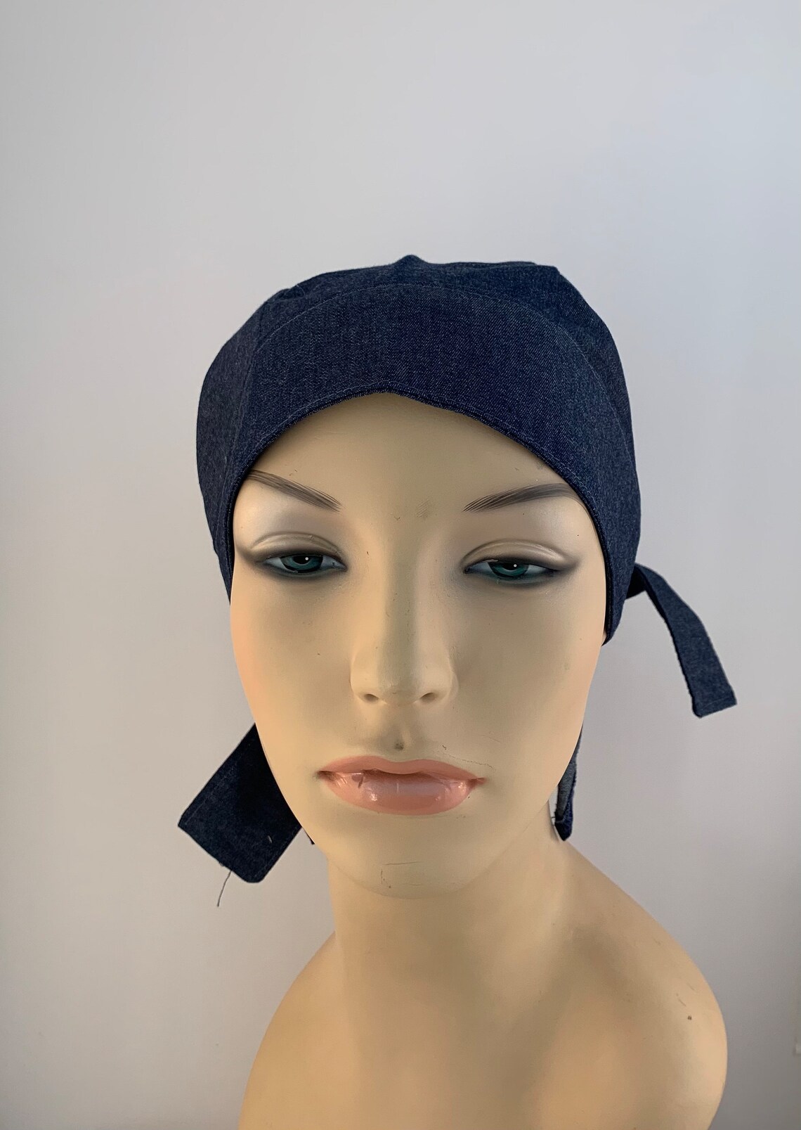 Fitted Denim Bandana Head Covering Hair Accessory for Etsy