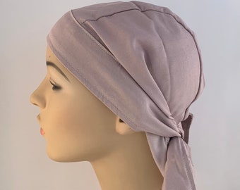 Fitted light mauve bandana, Hair loss Covering , Women's Hair Loss Cancer Hat, Hospital Cap, Chemo Headwear, cancer care package