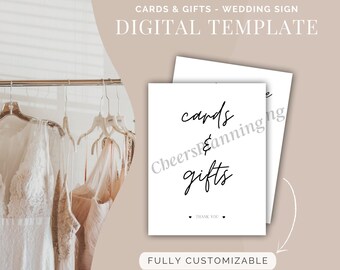 Custom Cards and Gifts Wedding Sign Template (Digital Download)