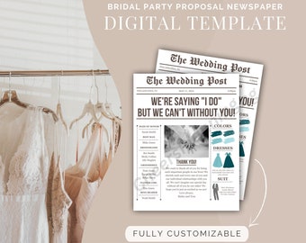 Bridal Party Proposal Newspaper Template (Digital Download)