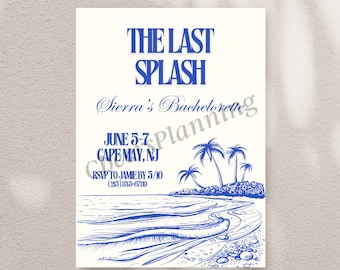 Beach Bachelorette Invitation Template: The Last Splash (Digital Download)