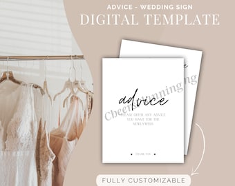 Customizable Advice Sign Template: Wedding, Party (Digital Download)