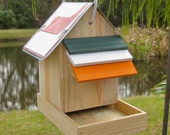 University of Miami Handmade Novelty Bird Feeder with License Plate Roof
