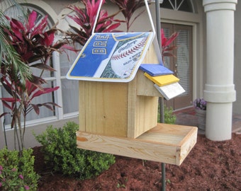 Milwaukee Brewer's Baseball Handmade Novelty Bird Feeder with License Plate Roof