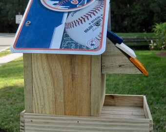 New York Mets Handmade Bird Feeder Novelty with License Plate Roof