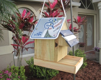 Los Angeles Dodger's Baseball Handmade Novelty Bird Feeder with License Plate Roof