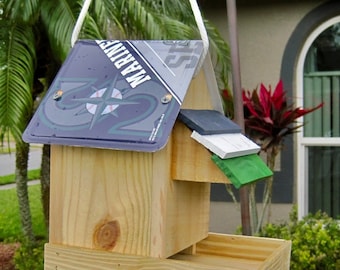 Seattle Mariners Baseball Handmade Novelty Bird Feeder with License Plate Roof