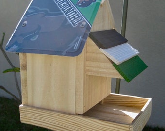 Marshall University Football Handmade Novelty Bird Feeder with License Plate Roof