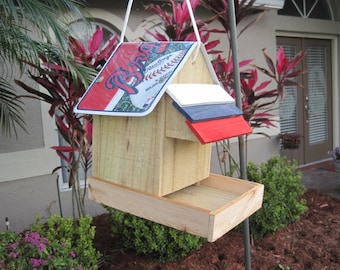 Atlanta Braves Baseball Handmade Novelty Bird Feeder with License Plate Roof