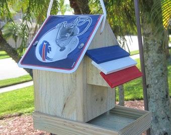 Buffalo Bills Football Handmade Novelty Bird Feeder with License Plate Roof