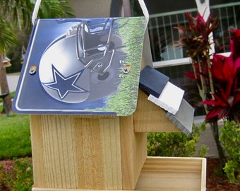 Dallas Cowboys Handmade Novelty Bird Feeder with License Plate Roof