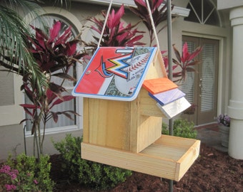 Miami Marlins Baseball Handmade Novelty Bird Feeder with License Plate Roof