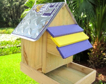 Louisiana State University Handmade Novelty Bird Feeder with License Plate Roof