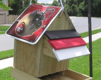 San Francisco 49ers Football Handmade Novelty Bird Feeder with License Plate Roof