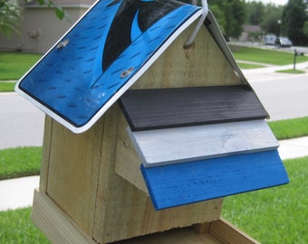 Carolina Panthers Football Handmade Novelty Bird Feeder with License Plate Roof