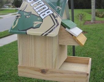 University of South Florida Handmade Novelty Bird Feeder with aluminum license plate roof
