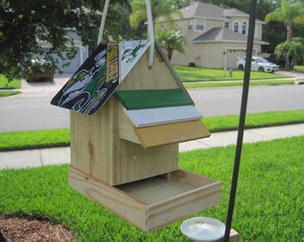University of Notre Dame Football Handmade Novelty Bird Feeder with License Plate Roof