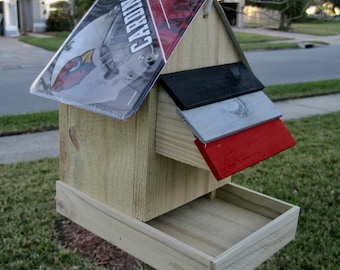 Arizona Cardinals Football Handmade Novelty Bird Feeder with License Plate Roof