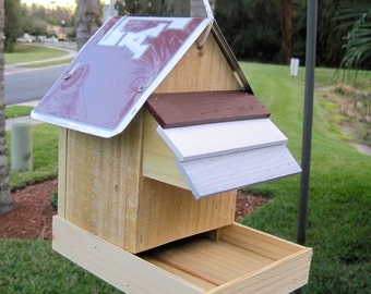 Texas A&M University Aggies Football Handmade Novelty Bird Feeder with License Plate Roof