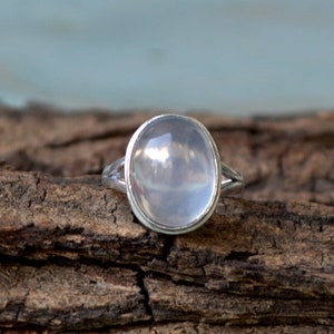 White Quartz Ring, 925 Silver, Oval Shape, Natural White Color Stone, Simple Gemstone Ring, Ice Quartz Ring, Gemstone Jewelry, Gift For Her