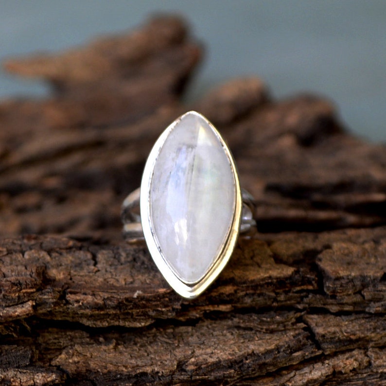 Rainbow Moonstone Gemstone Ring 925 Sterling Silver Ring Etsy Canada
