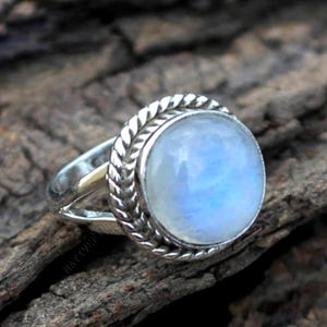 Rainbow Moonstone Gemstone Ring, 925 Sterling Silver, Fine Ring, June Birthstone Ring, Designer Gift Ring, Round Moonstone Ring, Love Gift