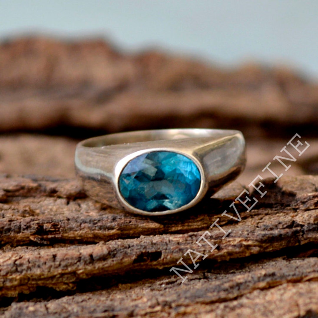 Natural London Blue Topaz Ring - Topaz Ring - 925 Sterling Silver Ring ...