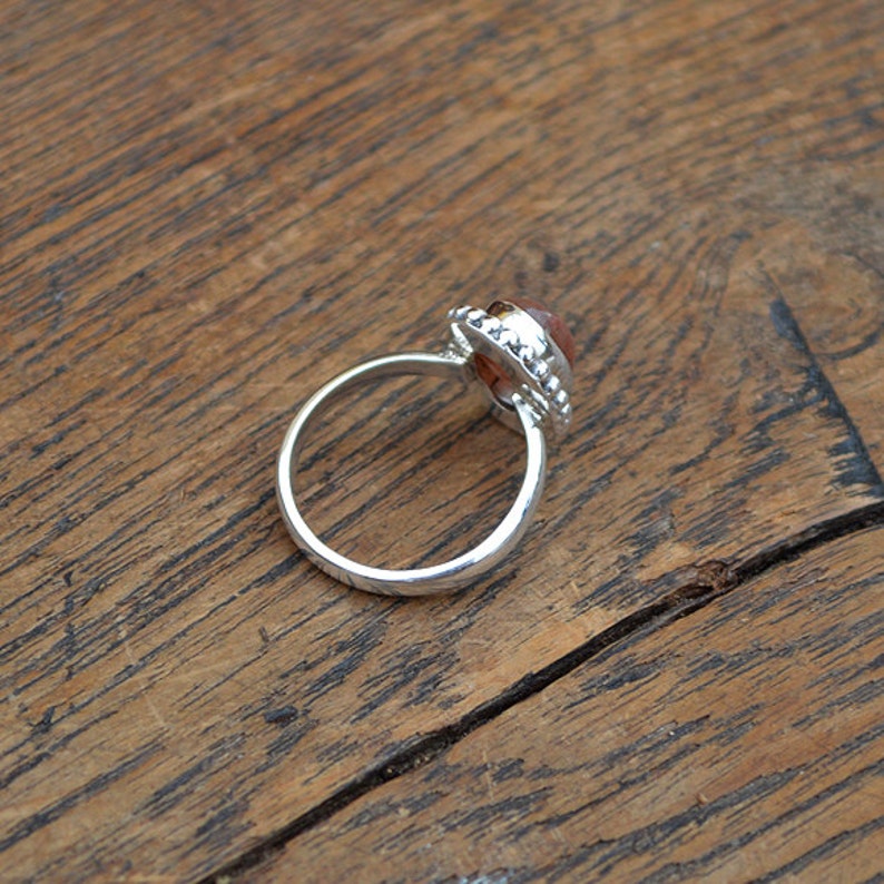 Sunstone Gemstone Ring Oregon Sunstone Cabochon Ring Sunstone Jewelry Sunstone and 925 Sterling Silver Ring Orange Sunstone Ring image 3