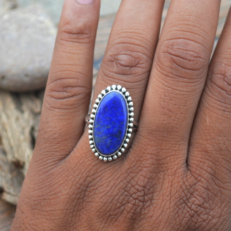 Lapis Lazuli Gemstone Ring designer Lapis Ring bezel Work Etsy