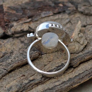 Natural Rainbow Moonstone Gemstone Ring 925 Sterling Silver - Etsy