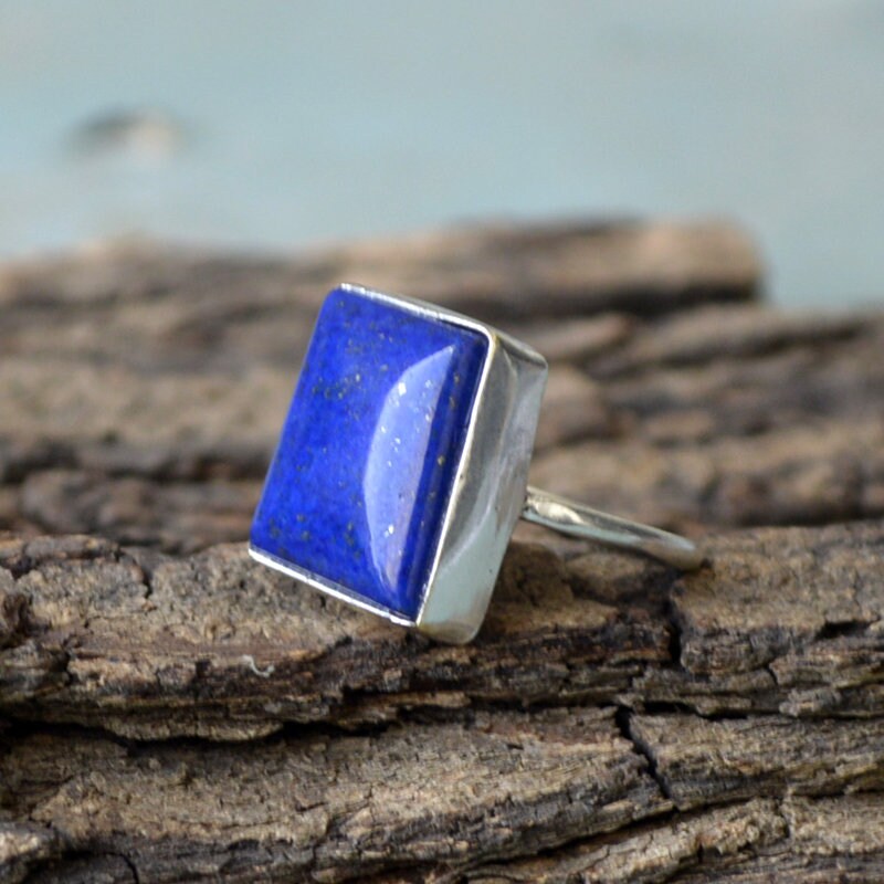 アフガニスタン産ラピスラズリリング：925シルバーの宝石リング - Etsy