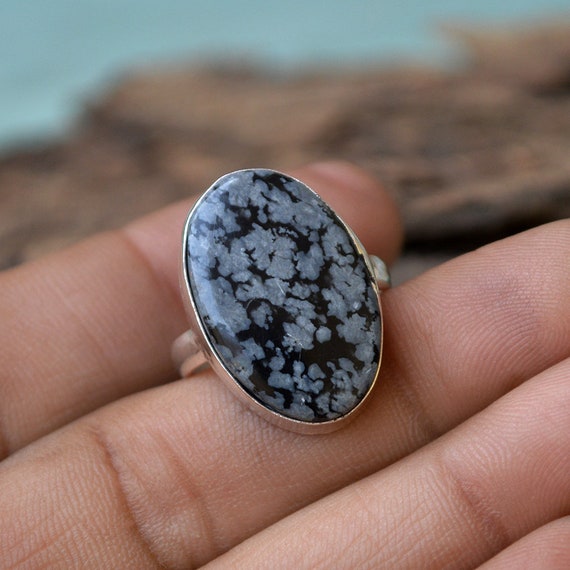 Snowflake obsidian ring sale