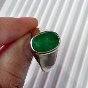 5.5 Carat Natural Colombian Emerald Ring -May Birthstone -Sterling Silver Emerald Ring -Natural Emerald -Emerald Jewelry - Men's Gift Ring