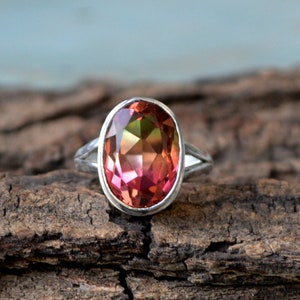 TurmalinQuarz Ring, 925 Sterling Silber Ring, Turmalin Quarz Ring, Geburtsstein Geschenk, Geschenk für Sie