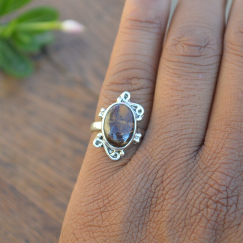 Solitaire Birthstone Gift Ring Jasper Gemstone Gift Ring Designer Ring Natural Pietersite Jasper Ring 925 Sterling Silver Ring