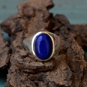 Lapis Lazuli Ring, Blue Lapis Gemstone Ring, 925 Sterling Silver Ring, Unisex Ring, Oval Ring, Artisan Gift Ring, January Birthstone Ring