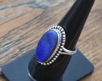 Lapis Lazuli Gemstone Ring -Designer Lapis Ring -Bezel Work Ring -925 Sterling Silver Lapis Ring -Lapis Lazuli Gemstone- January Birthstone