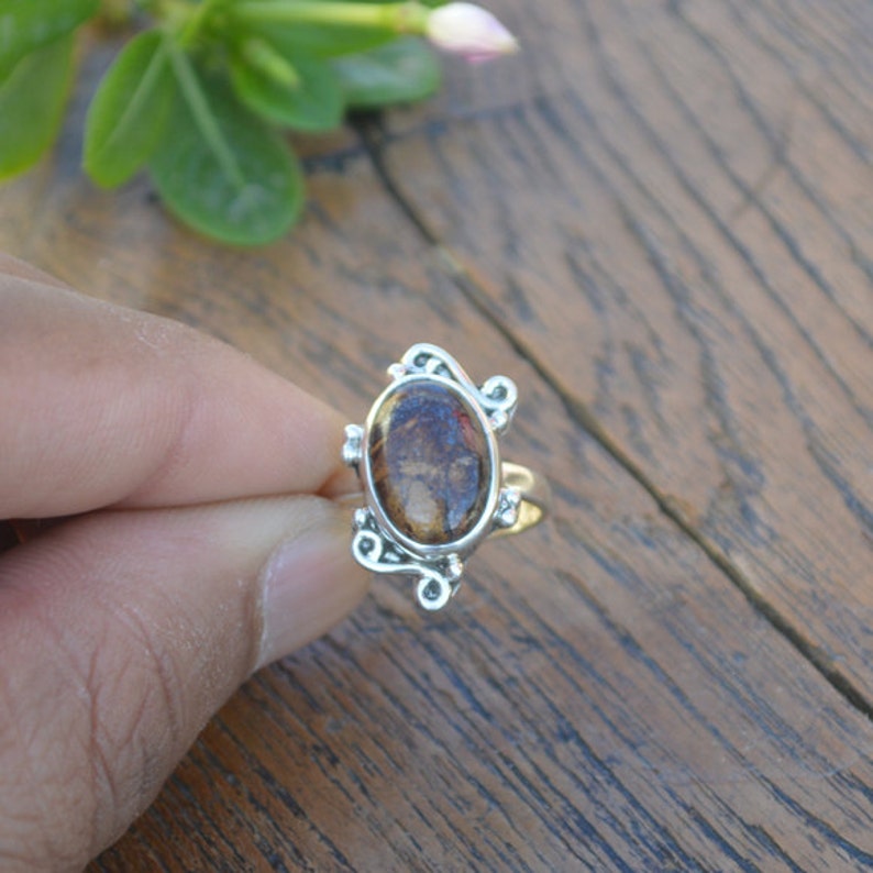 Solitaire Birthstone Gift Ring Jasper Gemstone Gift Ring Designer Ring Natural Pietersite Jasper Ring 925 Sterling Silver Ring