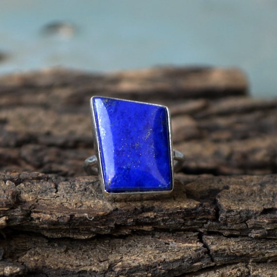 Lapis Lazuli Ring: 925 Sterling Silver Bezel, January Birthstone