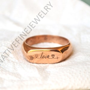 Love Simple Oval Ring, Personalized Oval Ring, Custom Engrave Oval Ring, Stack Silver Ring, Men’s Signet Ring, Women’s Signet Ring
