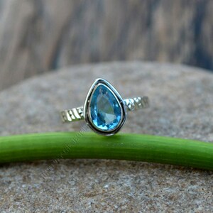Natural Blue Quartz Ring, 925 Sterling Silver Ring, December Birthstone Gift Ring, Birthstone Ring, Designer Wedding Gift Ring, Pear Ring