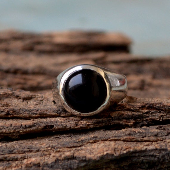 Bague en pierre pr cieuse en onyx noir argent sterling 925 bague